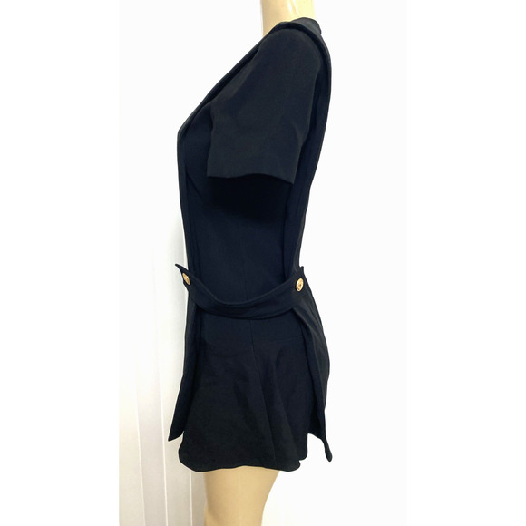 Louis Vuitton Uniform Anchor Gold Button Apron Mini Dress Black Short Sleeve 32 - Picture 5 of 13